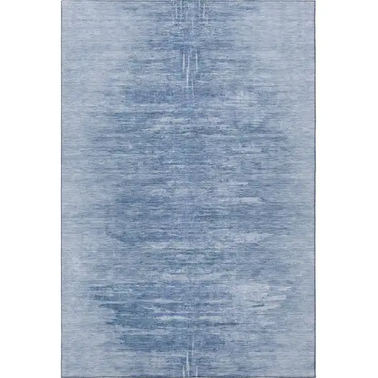 Blue And Ivory Abstract Washable Area Rug With UV Protection Photo 4