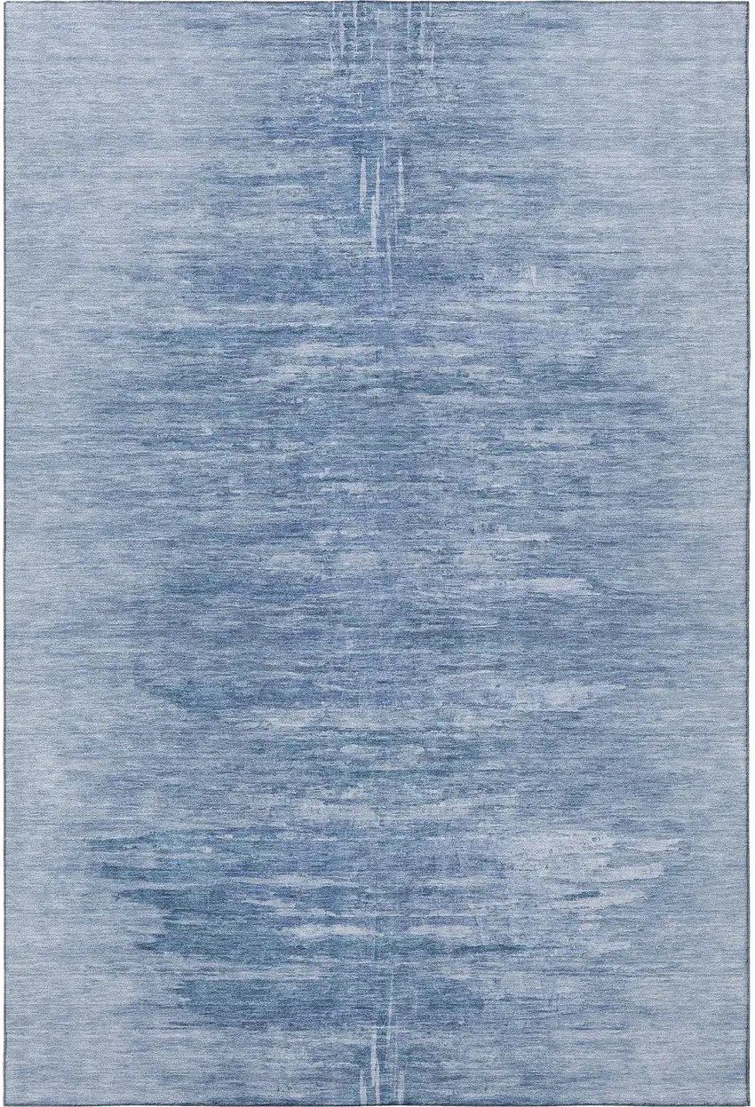 Blue And Ivory Abstract Washable Area Rug With UV Protection Photo 4