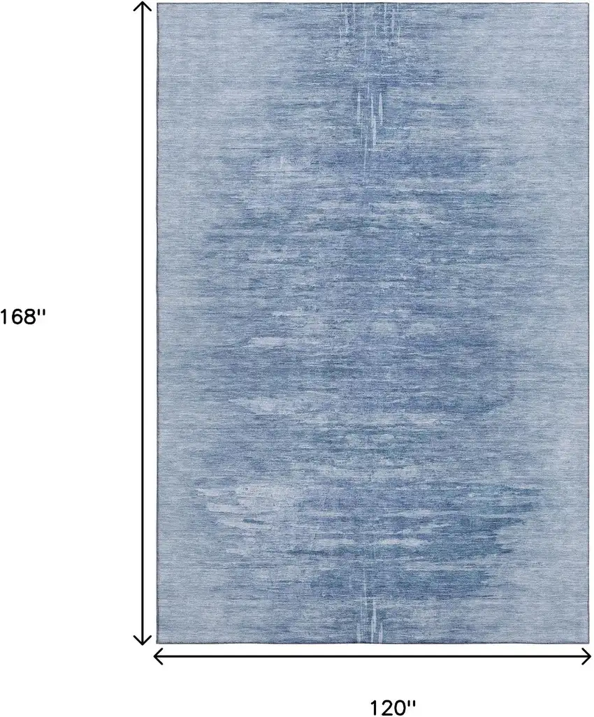 Blue And Ivory Abstract Washable Area Rug With UV Protection Photo 3