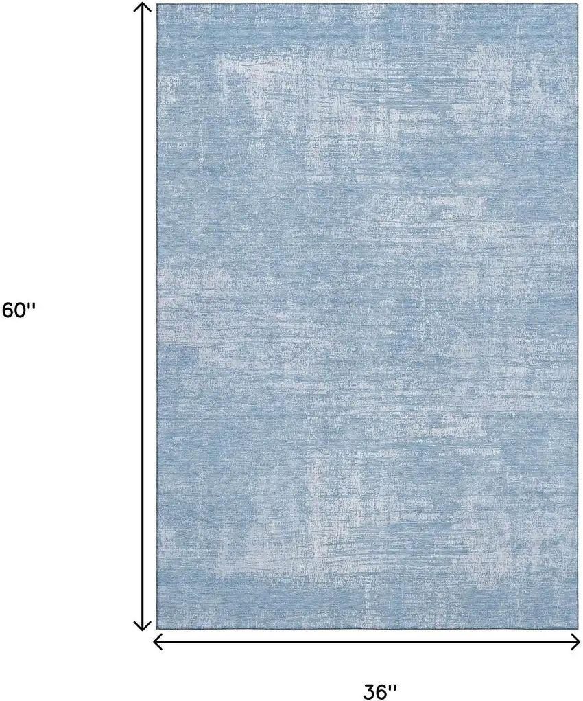 Blue And Ivory Abstract Washable Area Rug With UV Protection Photo 3