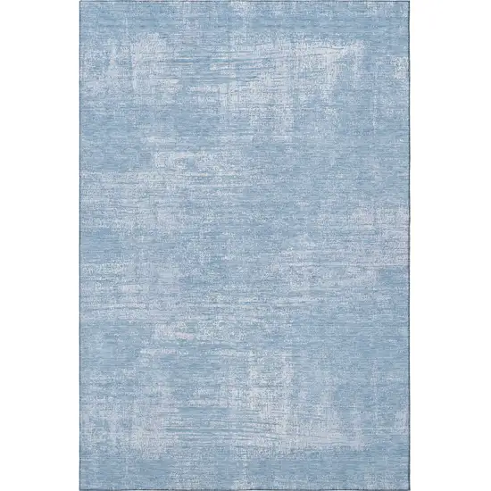 Blue And Ivory Abstract Washable Area Rug With UV Protection Photo 4
