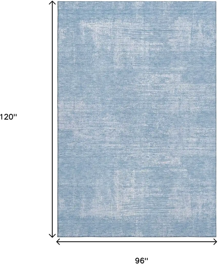 Blue And Ivory Abstract Washable Area Rug With UV Protection Photo 3