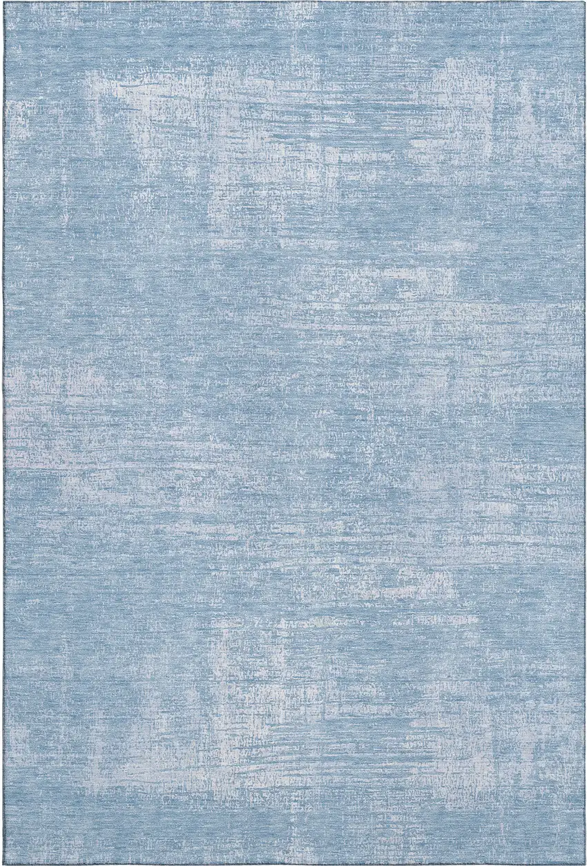 Blue And Ivory Abstract Washable Area Rug With UV Protection Photo 1