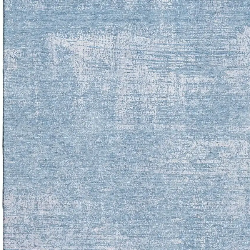 Blue And Ivory Abstract Washable Area Rug With UV Protection Photo 3