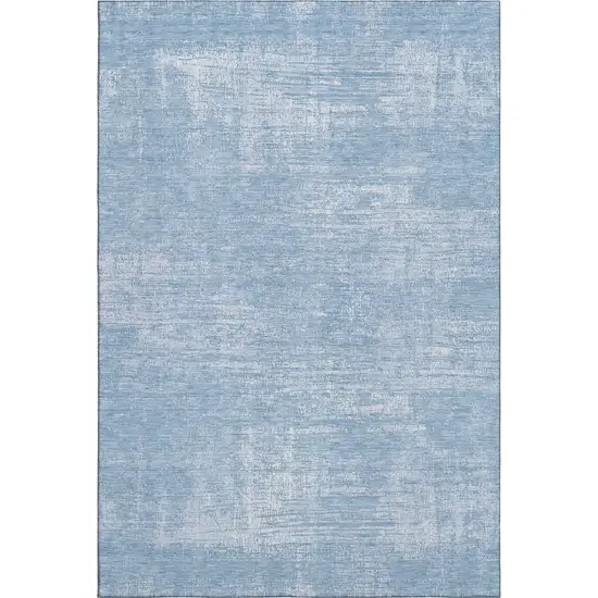 Blue And Ivory Abstract Washable Area Rug With UV Protection Photo 1