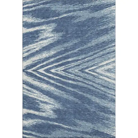 Blue And Ivory Abstract Washable Area Rug With UV Protection Photo 1
