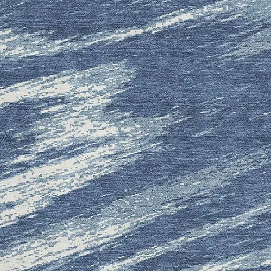 Blue And Ivory Abstract Washable Area Rug With UV Protection Photo 3