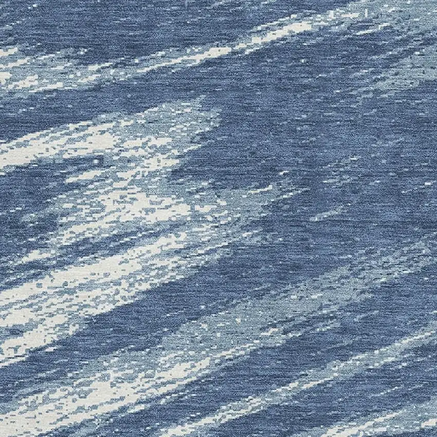 Blue And Ivory Abstract Washable Area Rug With UV Protection Photo 3