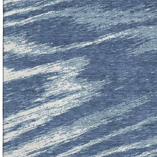Blue And Ivory Abstract Washable Area Rug With UV Protection Photo 4