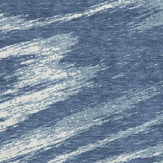 Blue And Ivory Abstract Washable Area Rug With UV Protection Photo 3