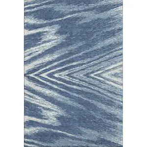 Photo of Blue And Ivory Abstract Washable Area Rug With UV Protection