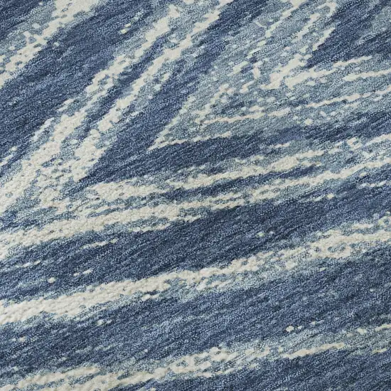 Blue And Ivory Abstract Washable Area Rug With UV Protection Photo 9