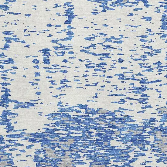 Blue And Ivory Abstract Washable Area Rug With UV Protection Photo 2