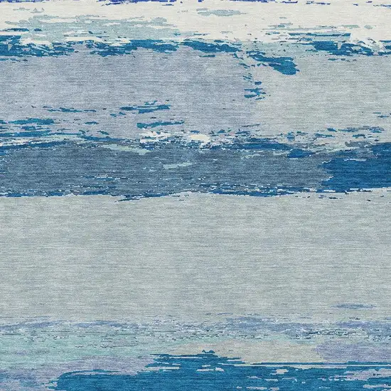 Blue And Ivory Abstract Washable Area Rug With UV Protection Photo 2