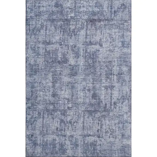 Blue And Ivory Abstract Washable Area Rug With UV Protection Photo 1