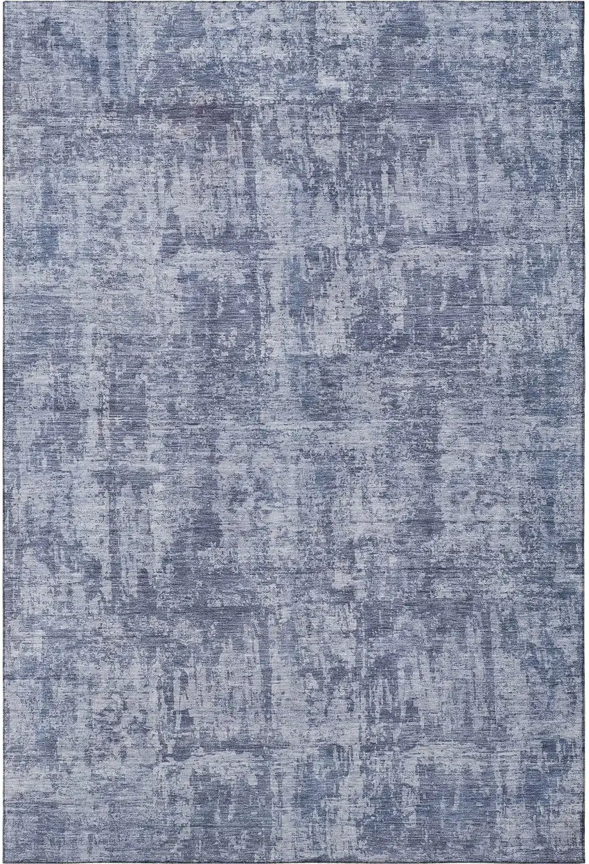 Blue And Ivory Abstract Washable Area Rug With UV Protection Photo 3