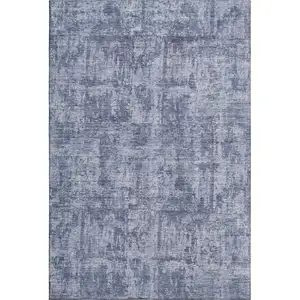Photo of Blue And Ivory Abstract Washable Area Rug With UV Protection