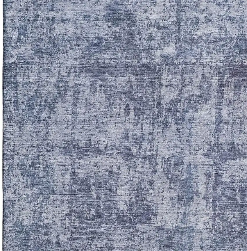Blue And Ivory Abstract Washable Area Rug With UV Protection Photo 3