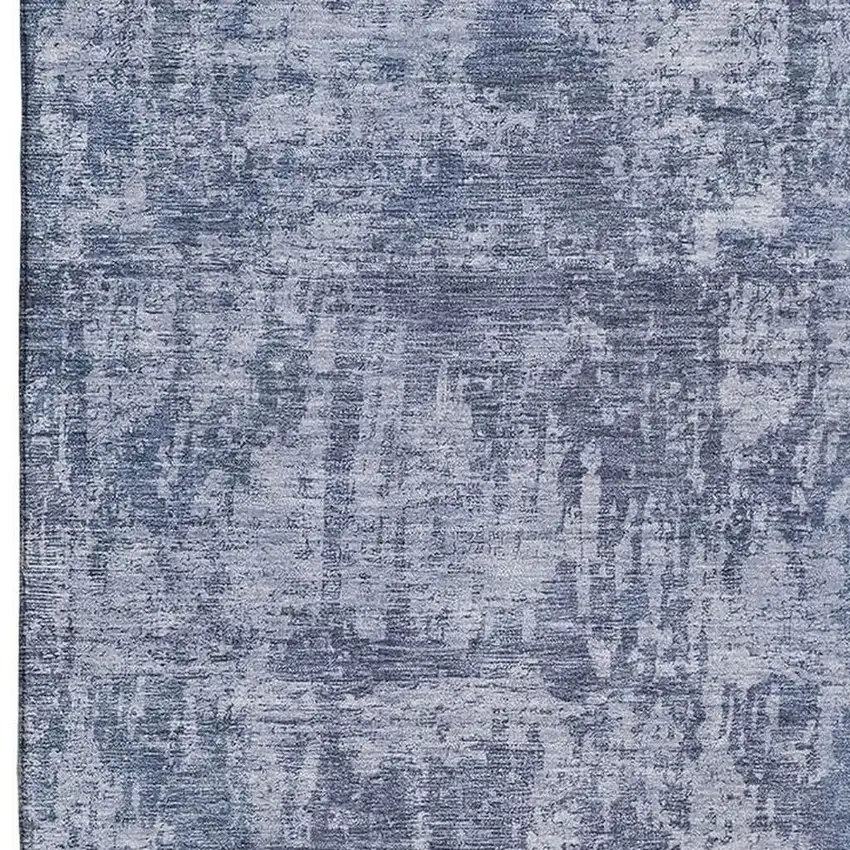 Blue And Ivory Abstract Washable Area Rug With UV Protection Photo 2