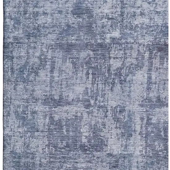Blue And Ivory Abstract Washable Area Rug With UV Protection Photo 3