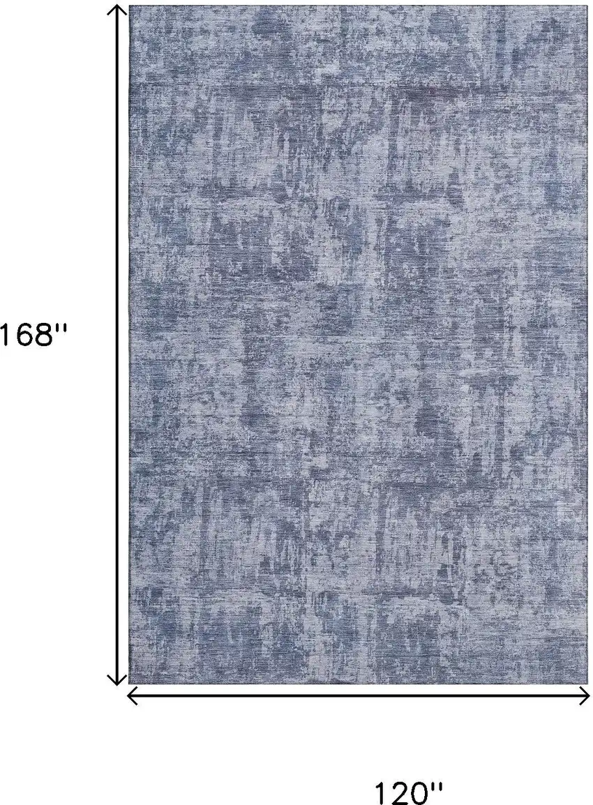 Blue And Ivory Abstract Washable Area Rug With UV Protection Photo 8