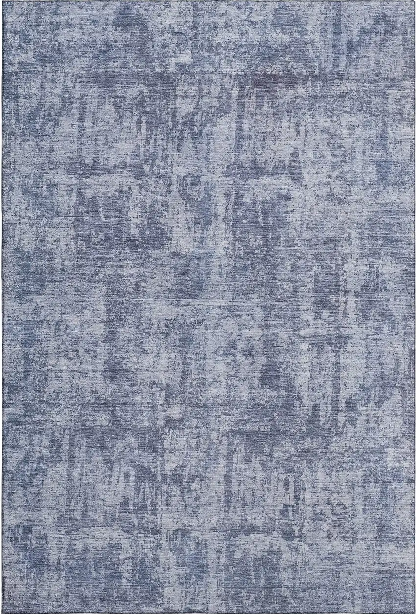 Blue And Ivory Abstract Washable Area Rug With UV Protection Photo 1