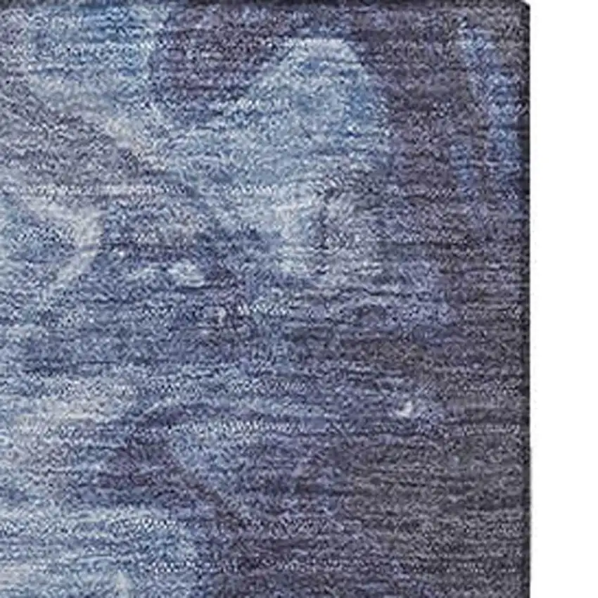 Blue And Ivory Abstract Washable Area Rug With UV Protection Photo 2