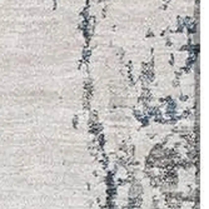 Blue And Ivory Abstract Washable Area Rug With UV Protection Photo 2