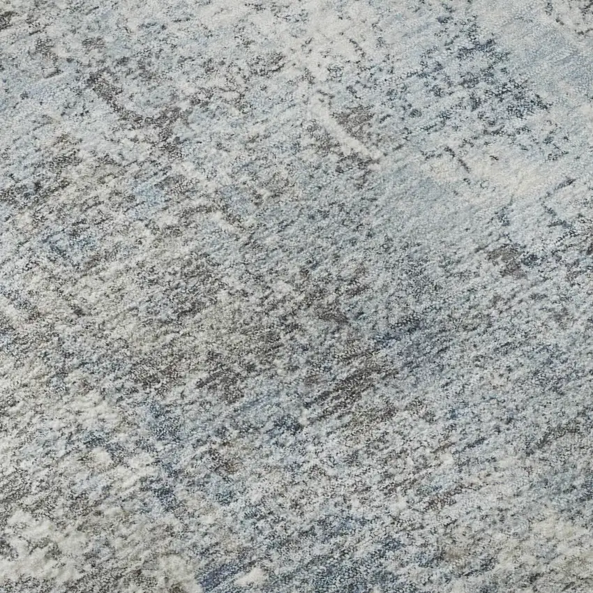 Blue And Ivory Abstract Washable Area Rug With UV Protection Photo 9