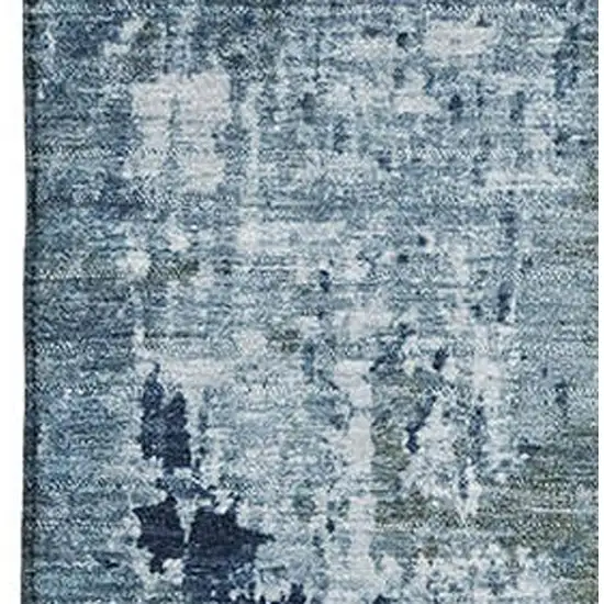 Blue And Ivory Abstract Washable Area Rug With UV Protection Photo 2