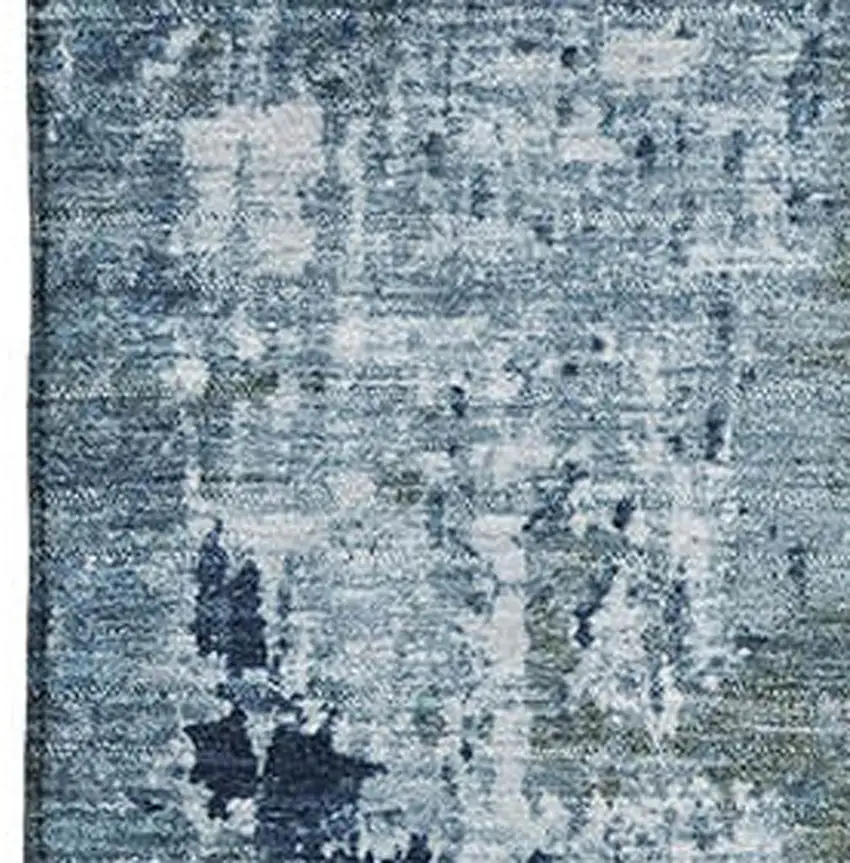 Blue And Ivory Abstract Washable Area Rug With UV Protection Photo 2