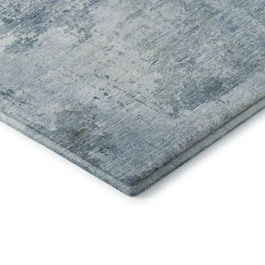 Blue And Ivory Abstract Washable Area Rug With UV Protection Photo 7