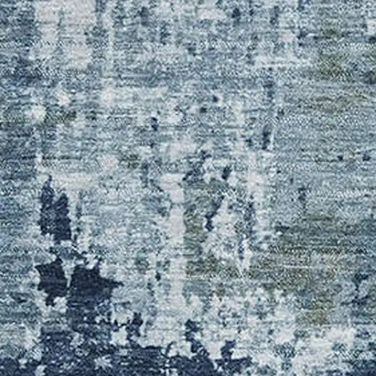 Blue And Ivory Abstract Washable Area Rug With UV Protection Photo 2