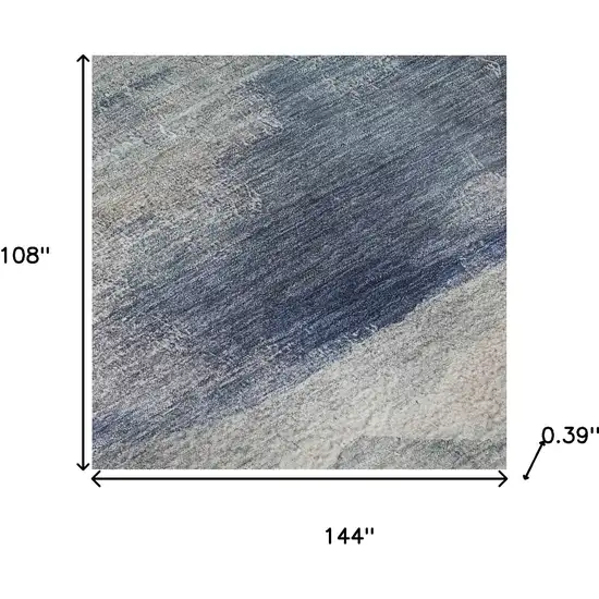 Blue And Ivory Abstract Washable Area Rug With UV Protection Photo 9