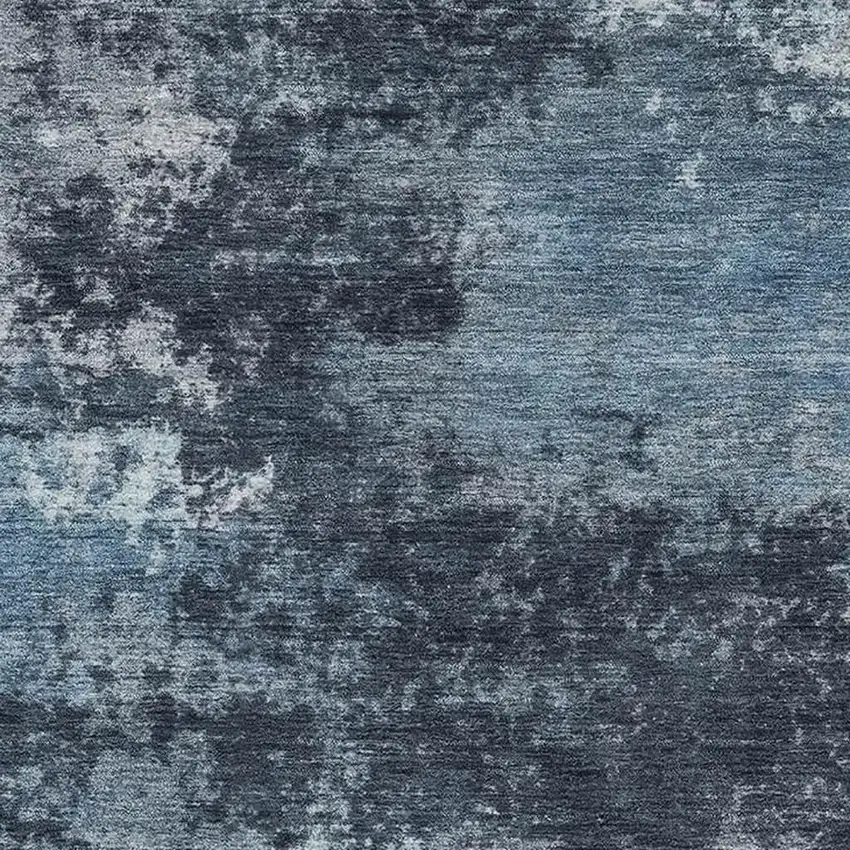 Blue And Ivory Abstract Washable Area Rug With UV Protection Photo 3
