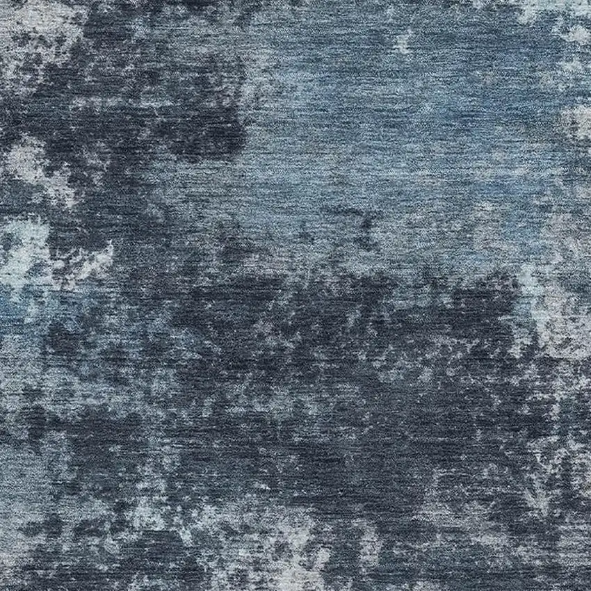 Blue And Ivory Abstract Washable Area Rug With UV Protection Photo 3