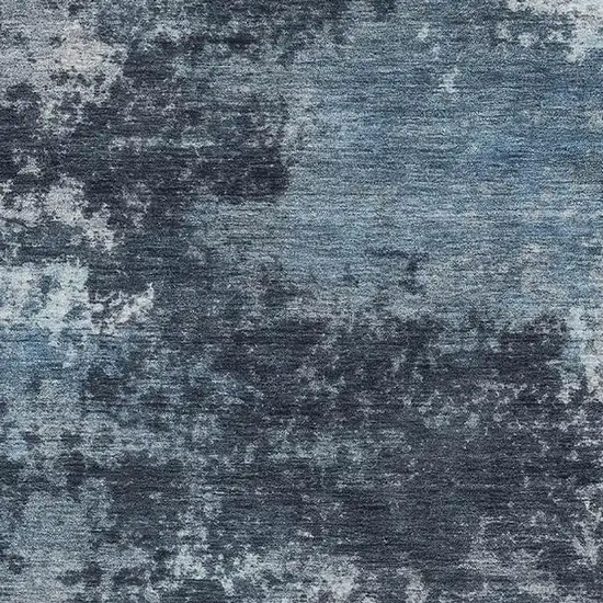 Blue And Ivory Abstract Washable Area Rug With UV Protection Photo 3