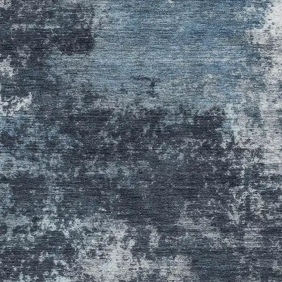 Blue And Ivory Abstract Washable Area Rug With UV Protection Photo 3