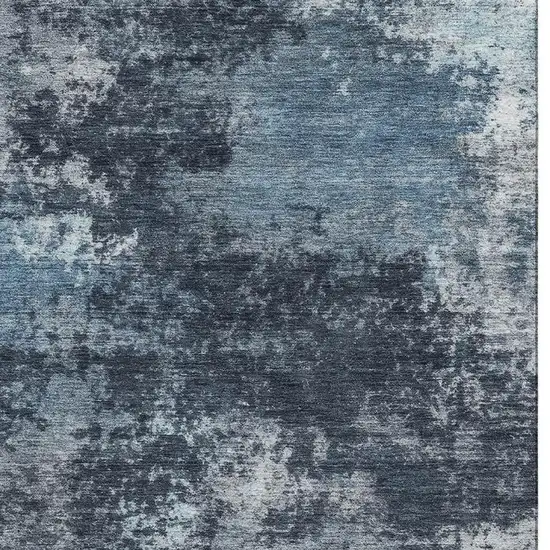 Blue And Ivory Abstract Washable Area Rug With UV Protection Photo 4