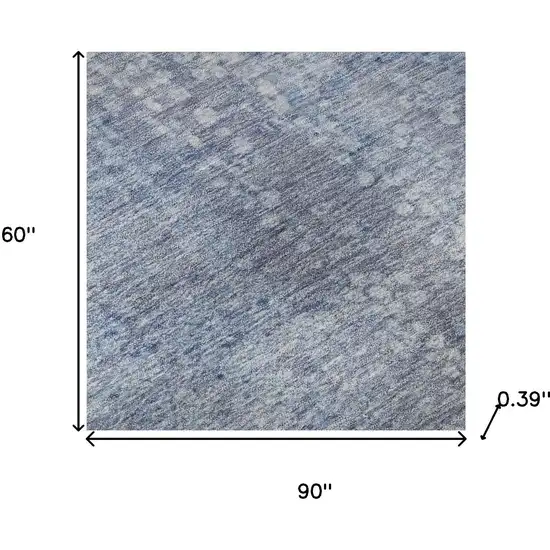 Blue And Ivory Abstract Washable Area Rug With UV Protection Photo 9