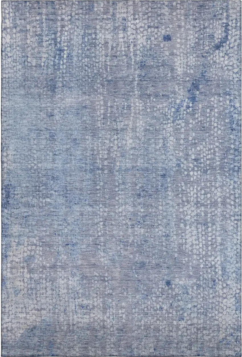 Blue And Ivory Abstract Washable Area Rug With UV Protection Photo 7