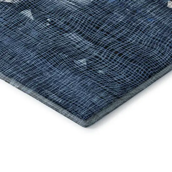 Blue And Ivory Abstract Washable Area Rug With UV Protection Photo 8