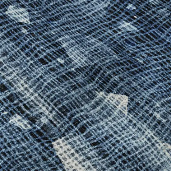 Blue And Ivory Abstract Washable Area Rug With UV Protection Photo 3