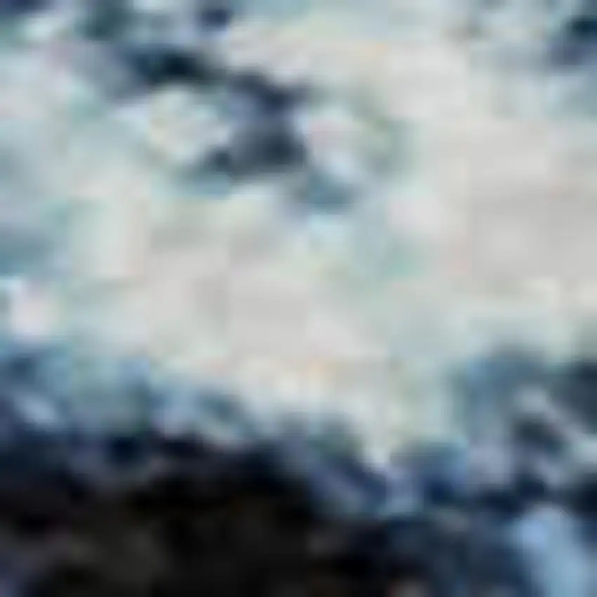 Blue And Ivory Abstract Washable Area Rug With UV Protection Photo 1