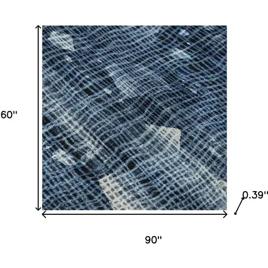 Blue And Ivory Abstract Washable Area Rug With UV Protection Photo 9