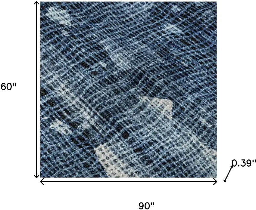 Blue And Ivory Abstract Washable Area Rug With UV Protection Photo 9