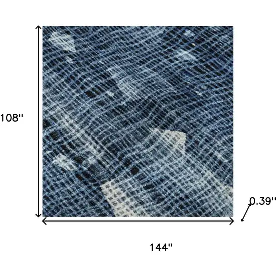 Blue And Ivory Abstract Washable Area Rug With UV Protection Photo 9
