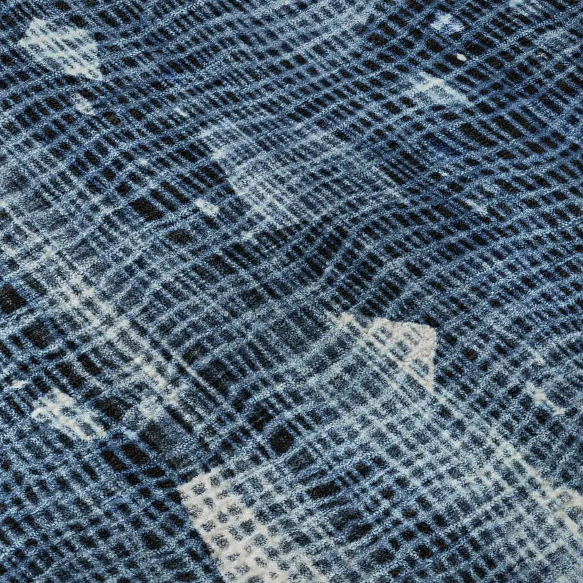 Blue And Ivory Abstract Washable Area Rug With UV Protection Photo 1