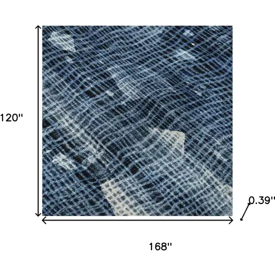 Blue And Ivory Abstract Washable Area Rug With UV Protection Photo 9