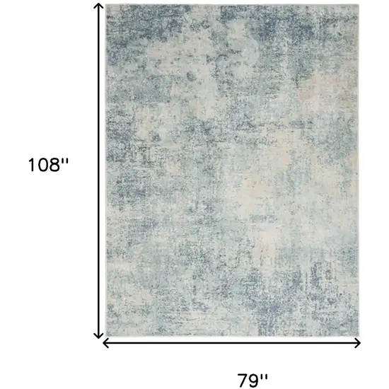 Blue And Ivory Abstract Washable Area Rug Photo 3